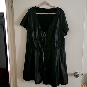 Plus size pleather mini dress